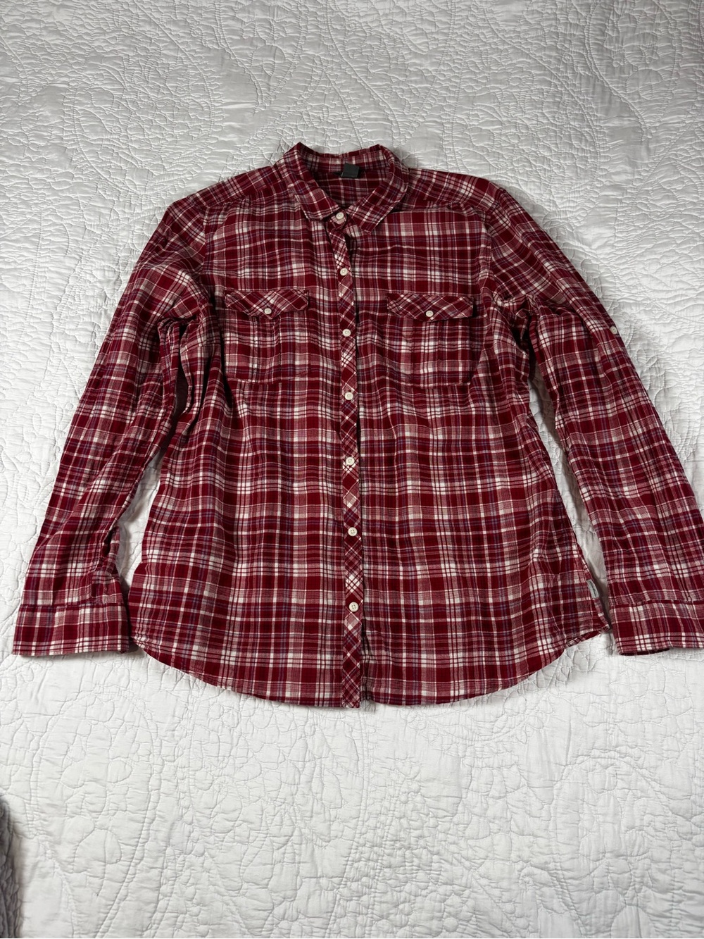Womenās Eddie Bauer 2-Pack Red Plaid & Autumn Colored Button-Down Shirts